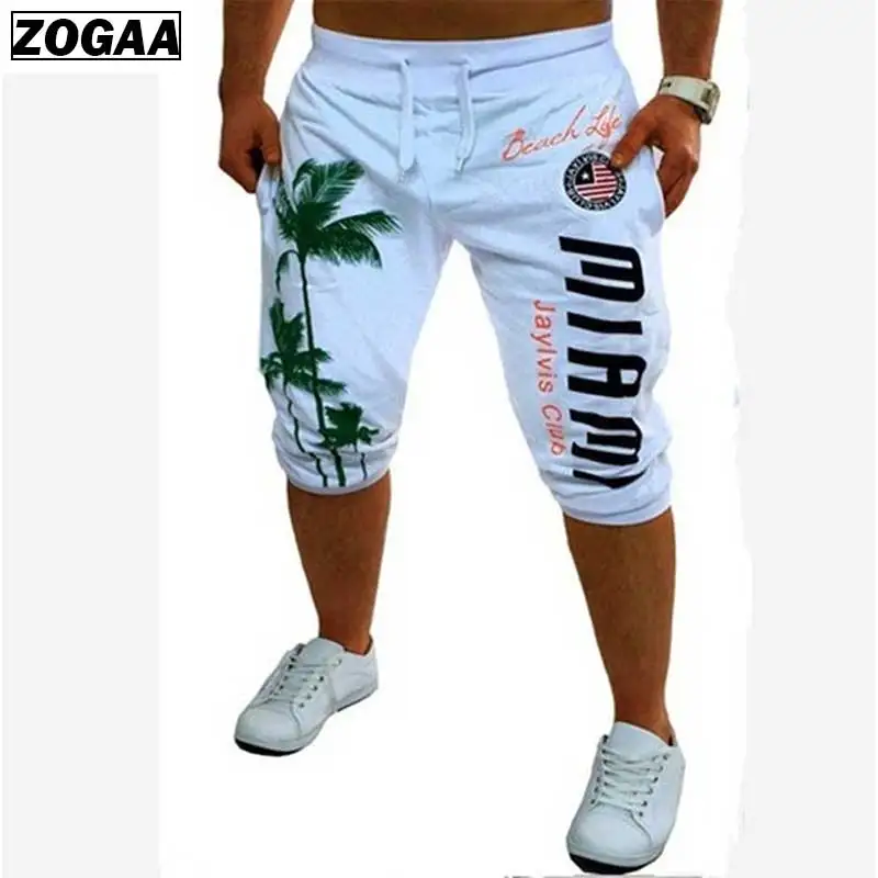

ZOGAA Men's Sports Shorts Hip Hop Drawstring Elastic Mid Waist Shorts Pattern Print Design Fashion Leisure Male Short