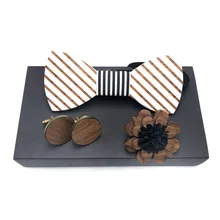 Деревянный лук галстук набор Мужская деревянная брошь и деревянные Запонки Красный деревянный галстук-бабочка для мужчин костюм мальчишник джентльмен