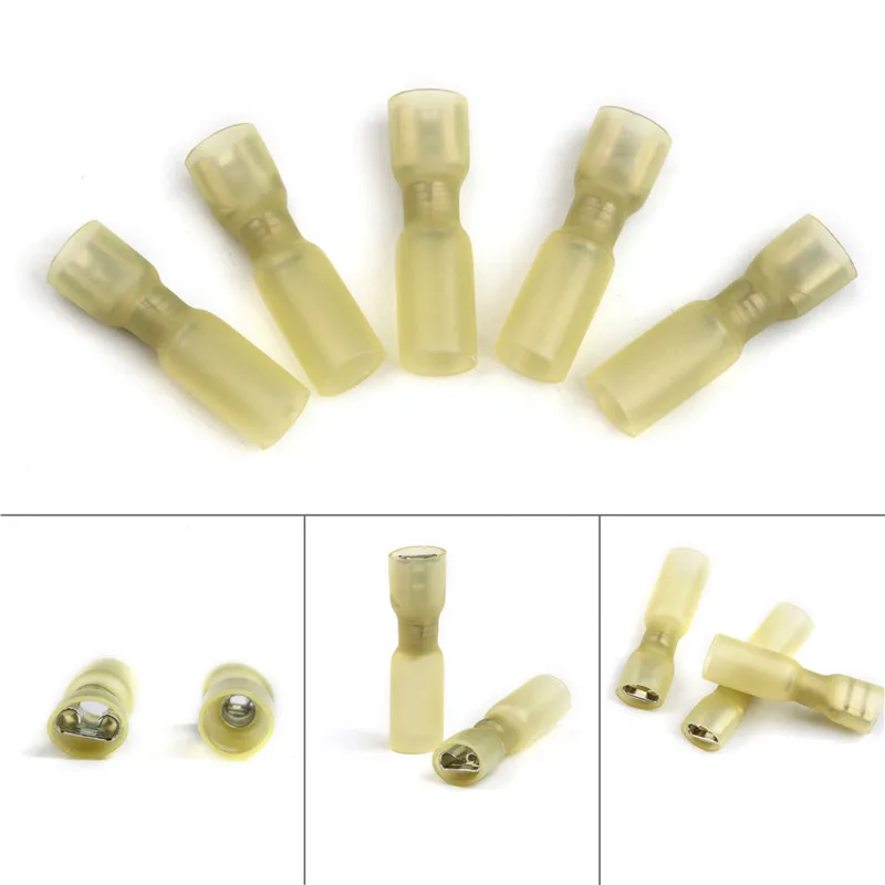 

10PCS Heat Shrink Butt Connectors Insulated 12-10AWG Female Spade Butt Crimp Terminal Electrical Wire Cable Terminal Connector
