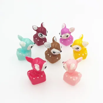 

14X mini Three-dimensional resin deer beads 15.5mm glass globe filler Miniature animal shape pendant handmade jewelry findings