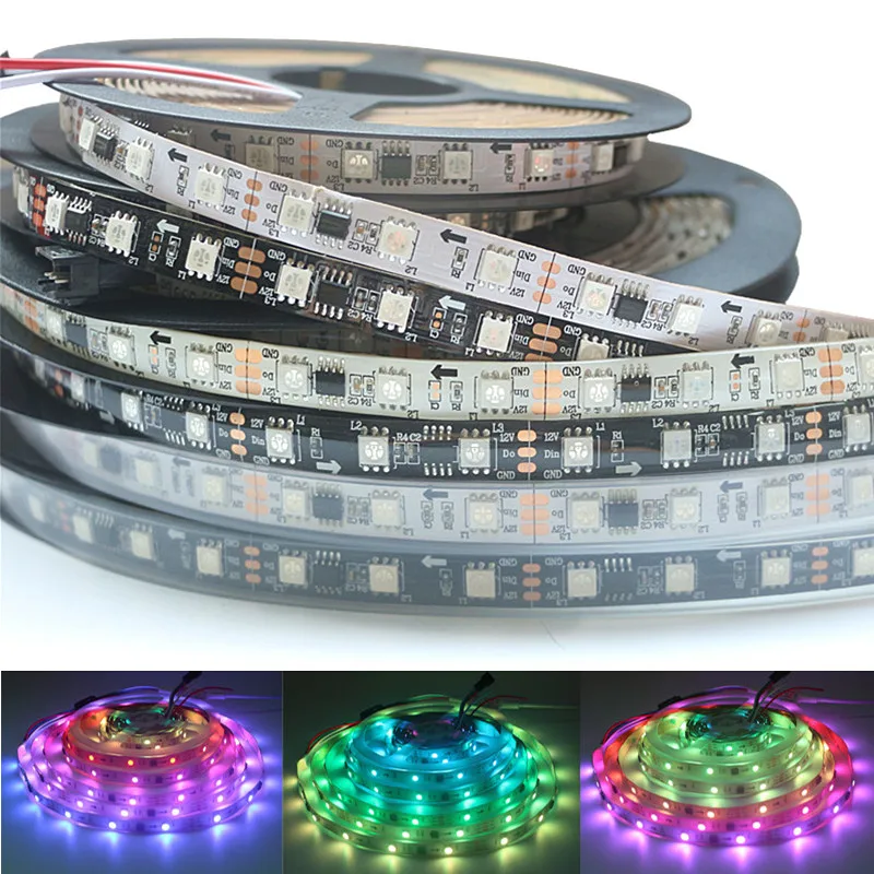 WS2811 5050 SMD RGB смарт лента индивидуально Адресуемая 30/60/светодиодов/м Светодиодная
