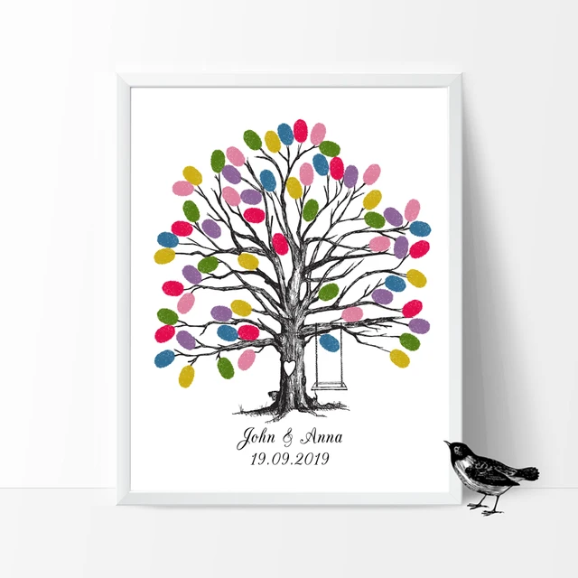 swing in wedding tree free custom name date fingerprint guest book guest sign book