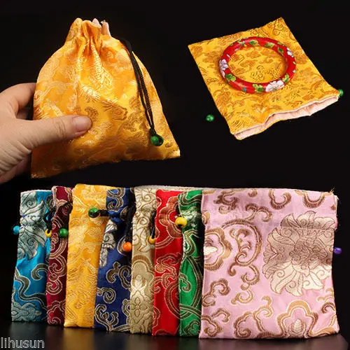 

Free Shipping Wholesale10pcs Chinese Handmade Vintage Silk Jewerly Pouches Gift Bags