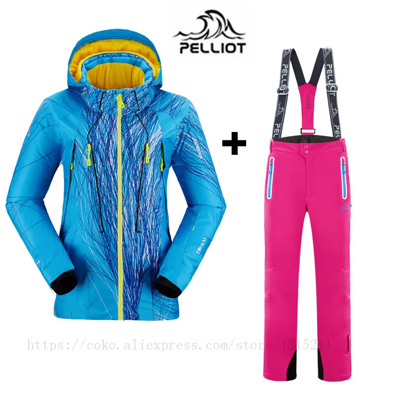 Известный бренд Pelliot женские лыжные костюмы куртки+ брюки теплые зимние водонепроницаемые лыжные Сноубординг одежда лыжная куртка+ брюки наборы