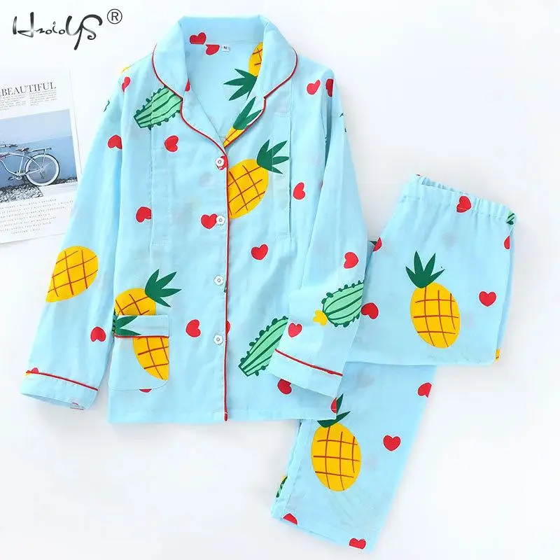 

Nursing Pajama Set Pregnancy Sleepwear Breastfeeding Clothing 100% Cotton Gauze Thin Maternity Wear Autumn Women Pajamas Set