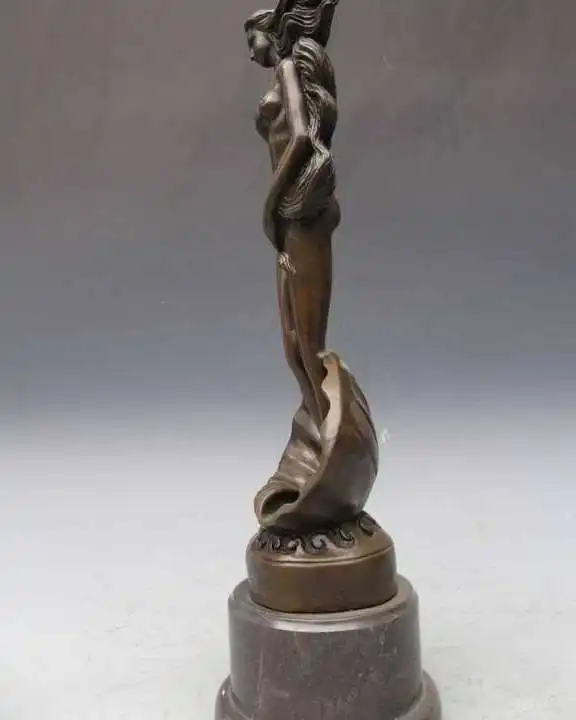 

Western Art Pure Bronze Carved water lily nude belle Va