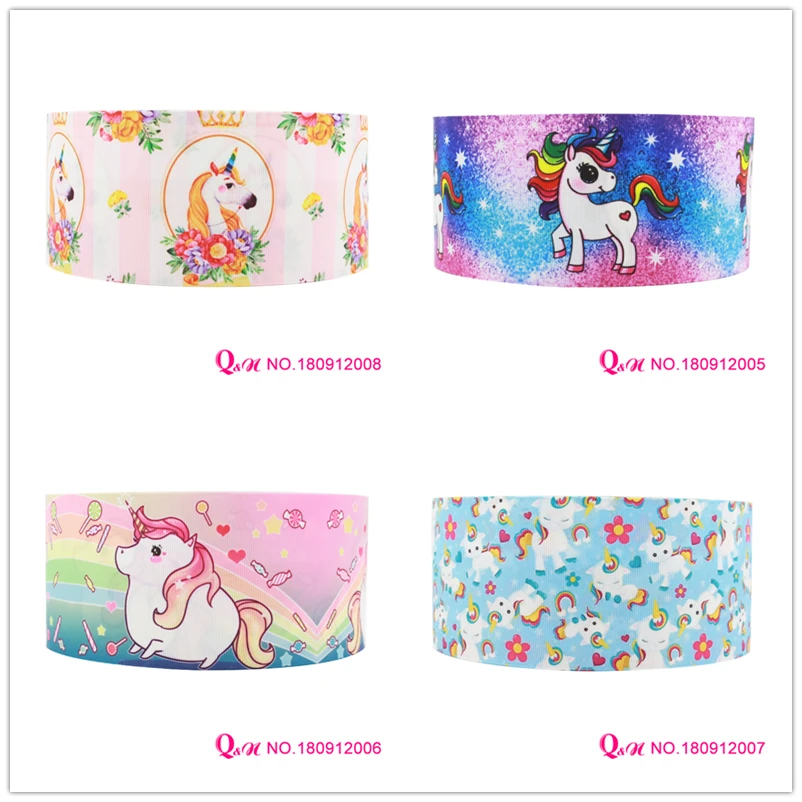 

10 yards lot 22mm 38mm 75mm 180912008 unicorn design printed grosgrain ribbon for hairbow