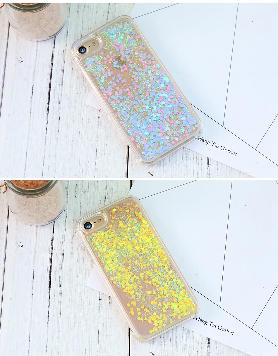 MR.YI Bling Heart Quicksand Phone Case For iPhone 7 6 6S Plus 5S Shiny Sequin Clear Case Cover For iPhone 5 5S SE 5C 6 6S Plus (9)