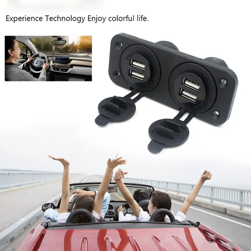 New Arrival 12V Car Boat Accessory Socket Panel 4 USB Charger Power