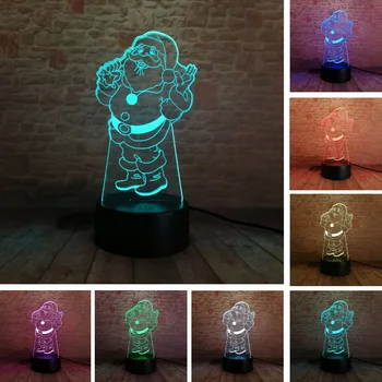 

3D Holiday Santa Claus Carrying Gifts Greeting 7Colors Change Night Light IR Remote Sleeping Merry Christmas Festival Decor Gift