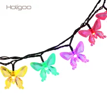 Holigoo 7M 40 LED Butterfly Solar String LED Strip Garland Waterproof Outdoor Christmas Garden Light String Decoration Lighting