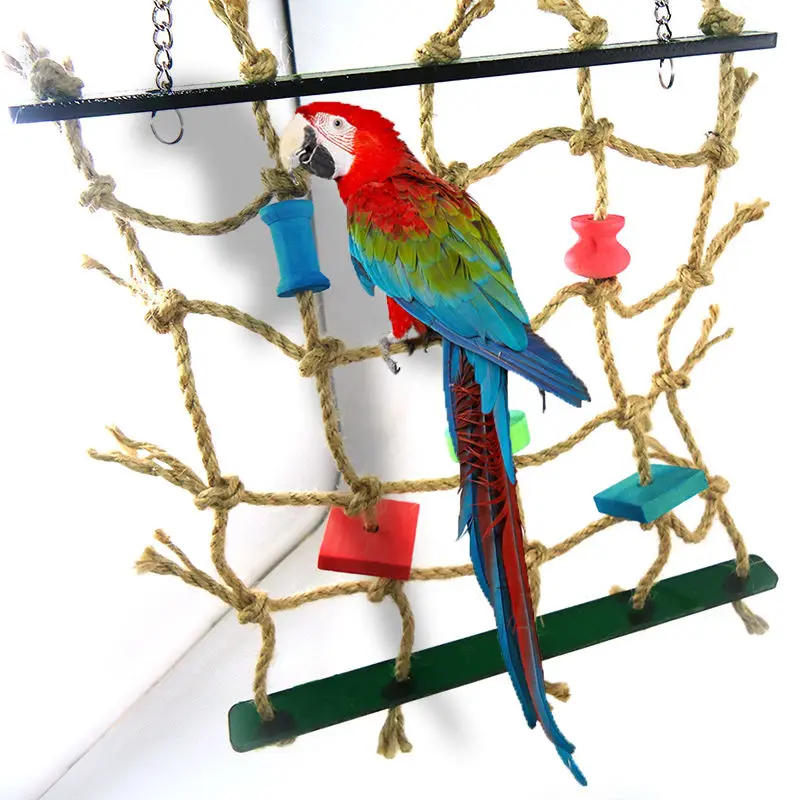 New Rope Net Swing Ladder Toys Pet Parrot Birds Chew Play Climbing