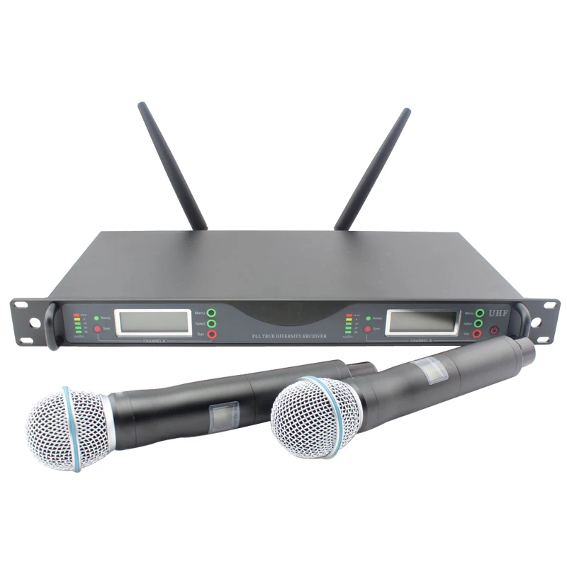 Top Quality for Stage !! UR24D PLL True Diversity UHF Wireless System With Dual Handheld Wireless Microphone