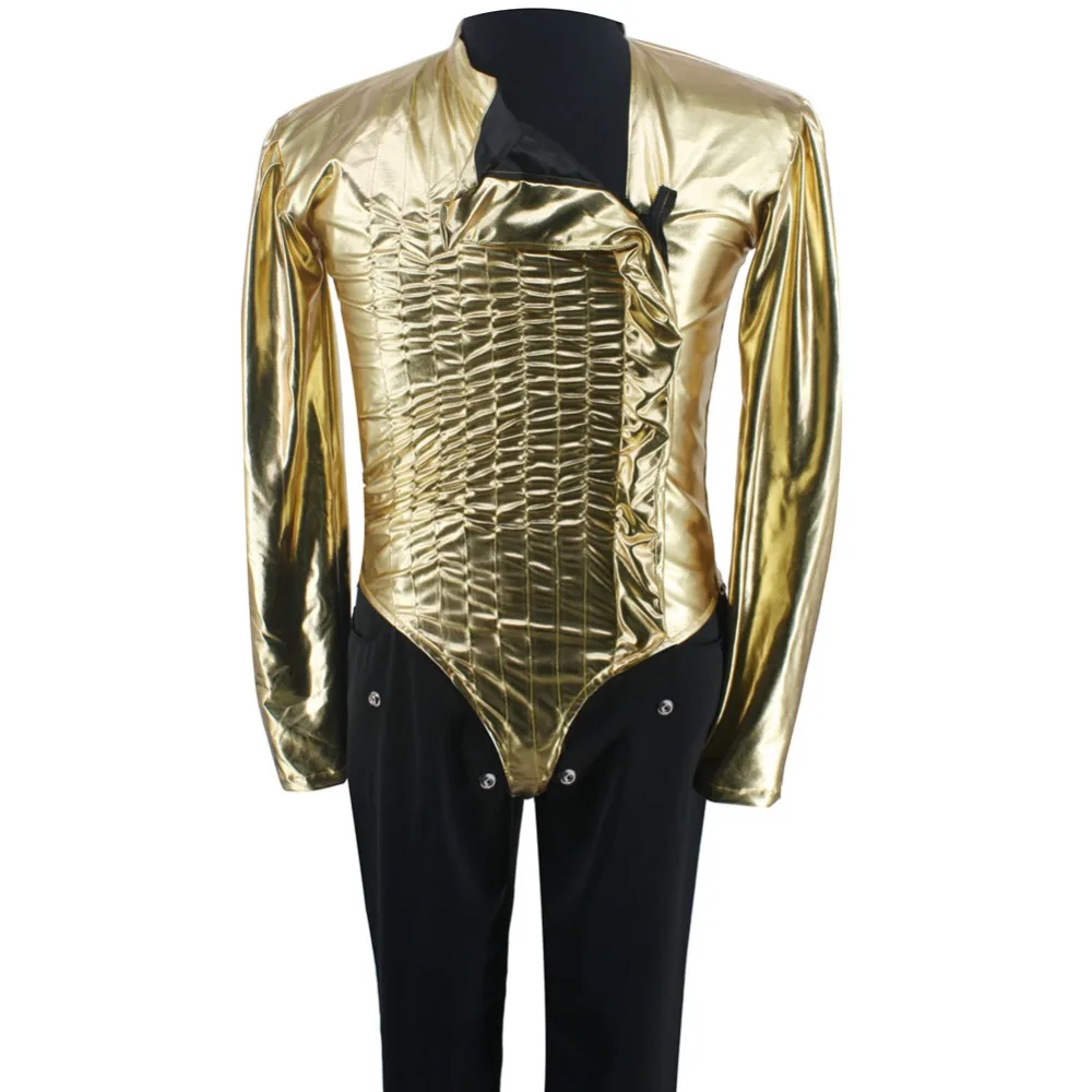 

HOT MJ Michael Jackson Classic BAD Dangerous Jam Golden Body suit Costume Jacket pants For Performance Collection 1990S
