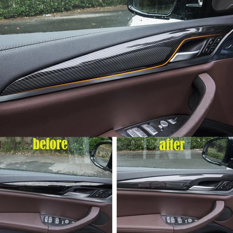 

For BMW X3 G01 X4 G02 2018 2019 ABS Carbon fibre car Door Interior Decoration strip Cover Trim Car Styling accessories 4pcs