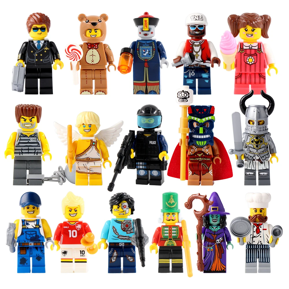 DR TONG Enlighten 1502A B Nutcracker Prisoner Teddy Police Zombie Soccer Player Ice Cream Toys Building