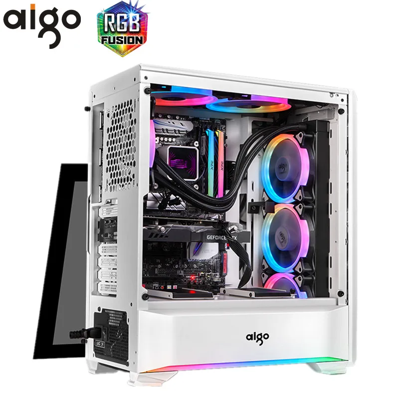 Aigo T20 Tempered Glass Computer Case for Home Office Gaming Desktop PC Computer Chassis Case ATX M-ATX ITX USB Computer Case Aigo T20 Tempered Glass Computer Case for Home Office Gaming Desktop PC Computer Chassis Case ATX M-ATX ITX USB Computer Case