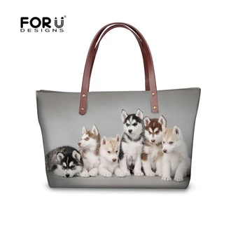 

FORUDESIGNS Bolsa Feminina Kawaii Pet Husky Printed Women Handbags Luxury Messenger Bags Big Cross Body Bags Lady's Handbag 2018
