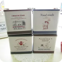 Квадратный металлический чехол для хранения кофе, коробка для хранения продуктов, жестяная коробка для чая