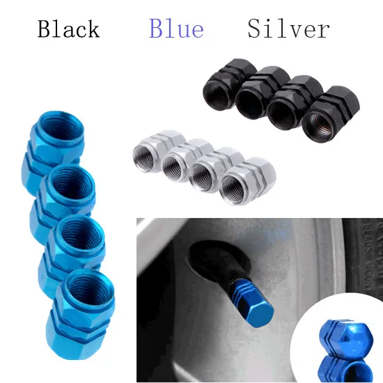 Universal 4 PCS Auto Bicycle Car Tire Cap Tyre Wheel Hexagonal Ventile Air Valve Stems Cover Airtight rims Accessories |