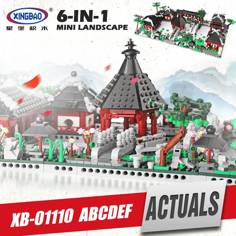 

Free Shipping XingBao 01110 Building Series The 6 in 1 Chinese Suzhou Garden Model Set Building Blocks Bricks Toy For Kids Gifts