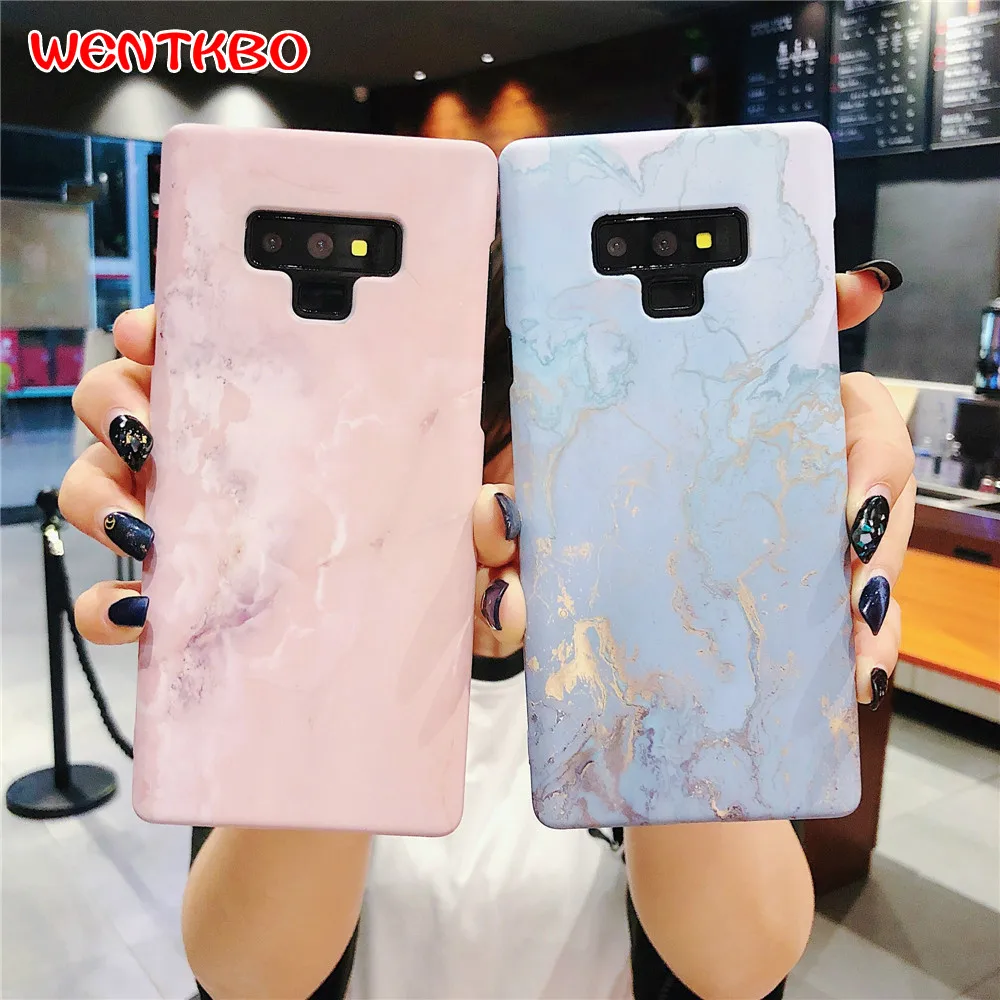 Case For Samsung Galaxy S8 S9 Plus Luminous Pink Blue Marble S7edge Note 8 9 Ocean Granite Stone Hard Phone |