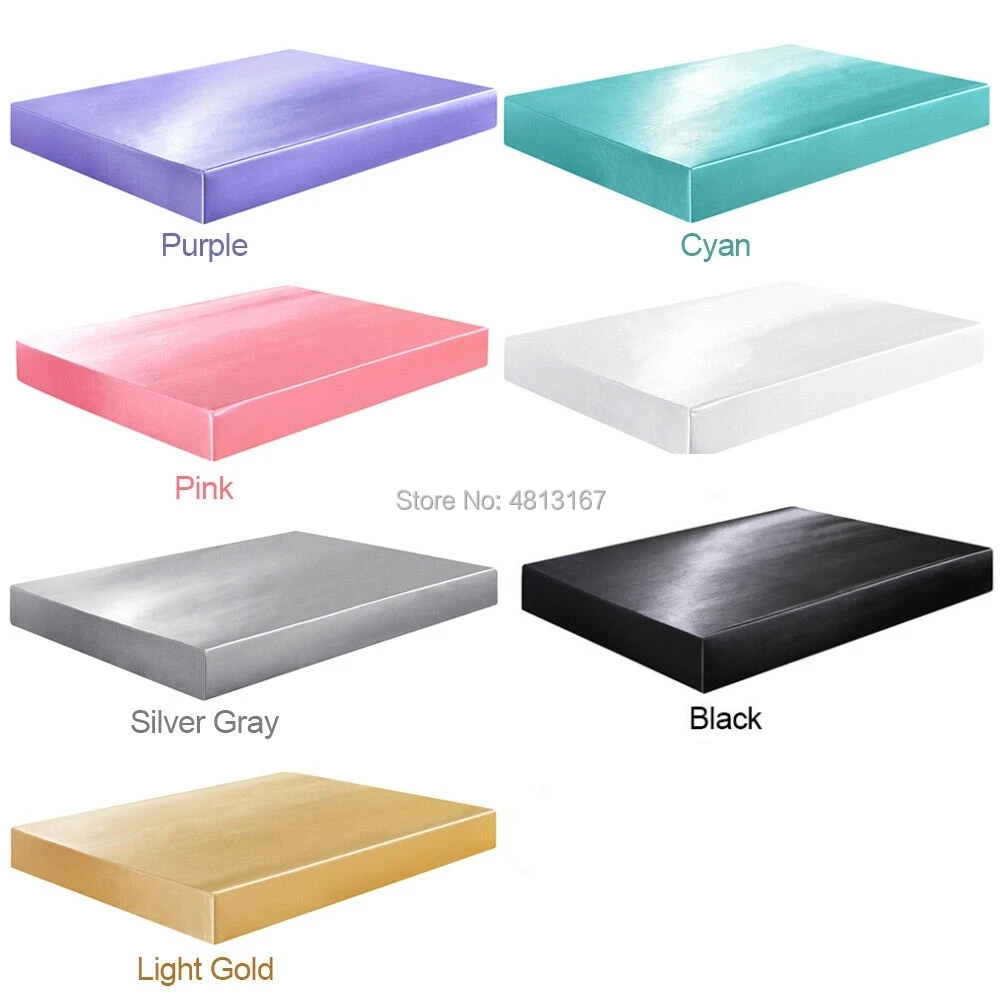  Super Soft Silky Satin Fitted Sheet Mattress Cover Deep Pocket Pillowcases Bed Sheet Set Wrinkle Fa
