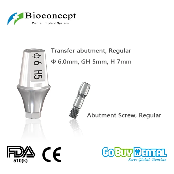 

Osstem TSIII&Hiossen ETIII Compatible Hex Regular Transfer Abutment D6.0mm, gingival height 5mm, height 7.0mm(331400)