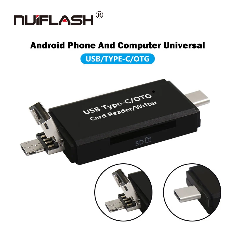 Тип C & micro USB и USB 3 в 1 OTG картридер высокоскоростной USB2.0 Универсальный OTG TF/SD для Android компьютер удлинитель-переходник