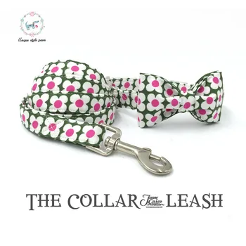 

Dog Collar And Leash Set With Bow Tie Personal Custom Pet Puppy Cat Pet Necklace Flowers
