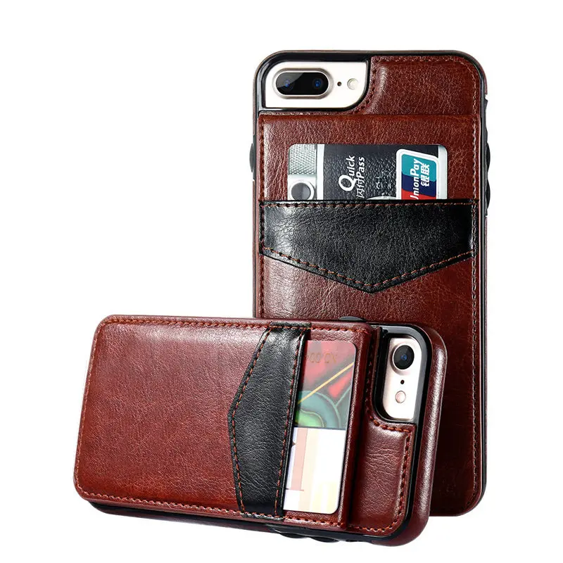 Retro Leather For iPhone 8 Plus Flip Case Card Slot Holder