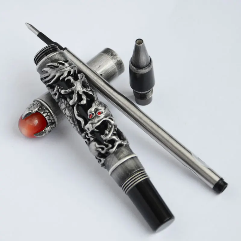 Роликовая Шариковая ручка JINHAO DRAGON KING PLAY жемчужная черная и античная серебряная кисть отделка тиснение 3 вида цветов на выбор