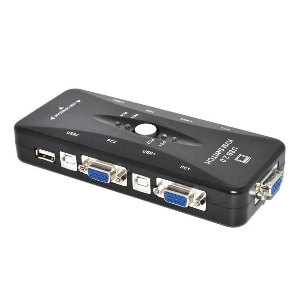 

4 Port Hub USB 2.0 KVM VGA/SVGA Switch Box Adapter Connects Printer Intelligence Keyboard Mouse 4 Computers Use