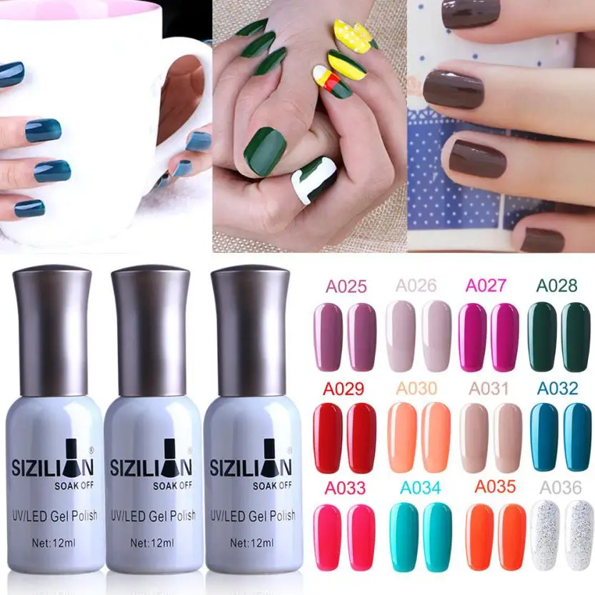 

12ml Nail Polish Long Lasting UV LED Nail Gel Lacquer Soak Off Nail Art Polish 12Colors(25-36) Wholesale&Dropshipping