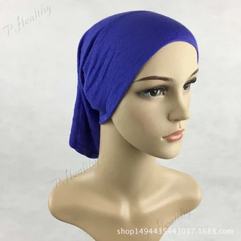 

10pcs/lot Cotton Jersey Women Inner Hijabs Stretchable Under Caps For Scarf Hijabs Breathable Plain Color Muslim Bonnet 30x23cm