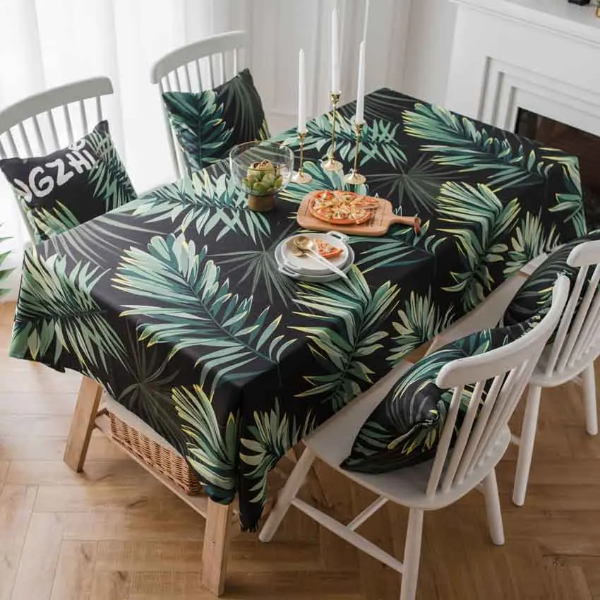 

Thicken Printed Brick Green Leaves Tablecloths Dustproof Cushion Cover Photography Cloth Decor Dining Bedside Table Writing Desk