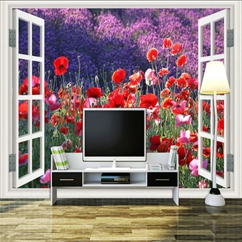 

Custom 3d mural 3D stereo courtyard scenery wallpaper bedroom living room decoration flower garden false window wallpaper mural