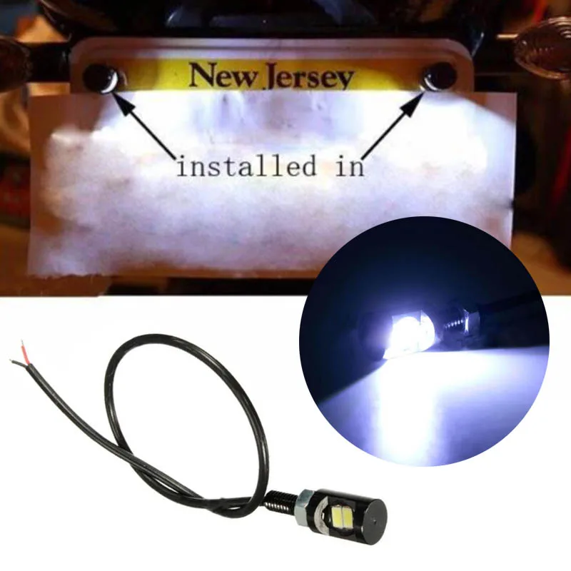 

2 Pcs 12V Universal White License Plate Light 2 LEDs Tail Lights Bulb Fit For Most Cars Motorcycles Vehicles