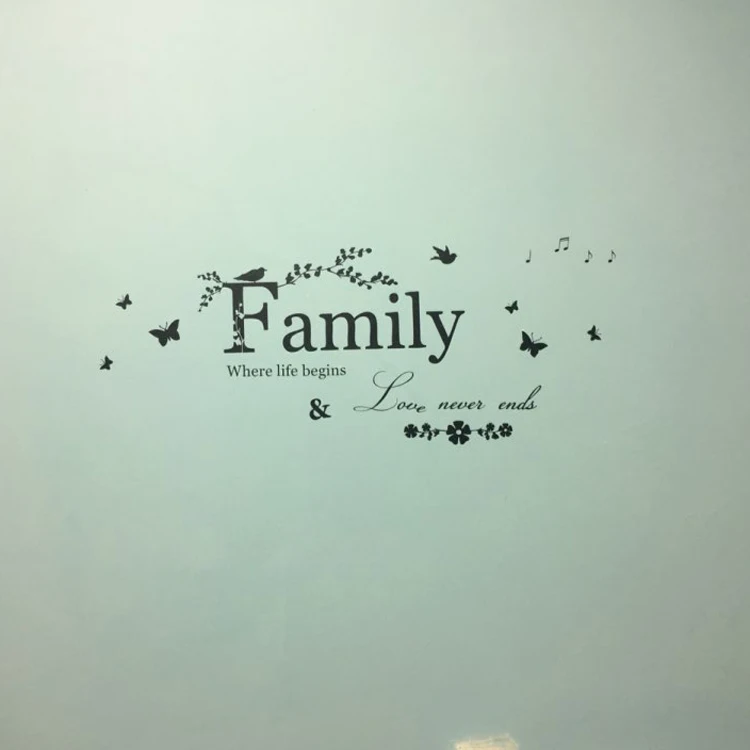 Family Love Never Ends Quote Vinyl Wall Sticker Wall Decals Lettering Art Words Stickers Home Decor Wedding Decoration Poster