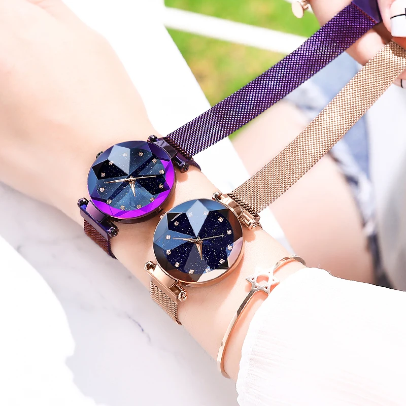 

top sellers 2019 for amazon purple diamond magnetic relojes de mujer ladies woman hand wrist bracelet watch