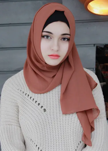 Hot thick bubble instant scarf chiffon hijab plain muslim hijabs ...