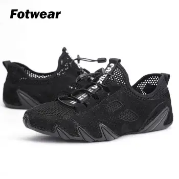 

Fotwear Men's Pulpo style Outdoor mesh summer shoes Men's casual ademend shoes Slip on leather Varkenshuid loafers Plus size