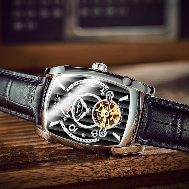 

GUANQIN Men Watche top brand luxury Winner Fashion Skeleton Clock Men Sport Watch Automatic Mechanical Watches Relogio Masculino