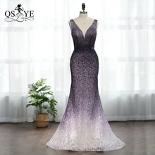 QSYYE новая коллекция вечерние платья низкая цена фиолетовые Сексуальные Русалка высокого качества