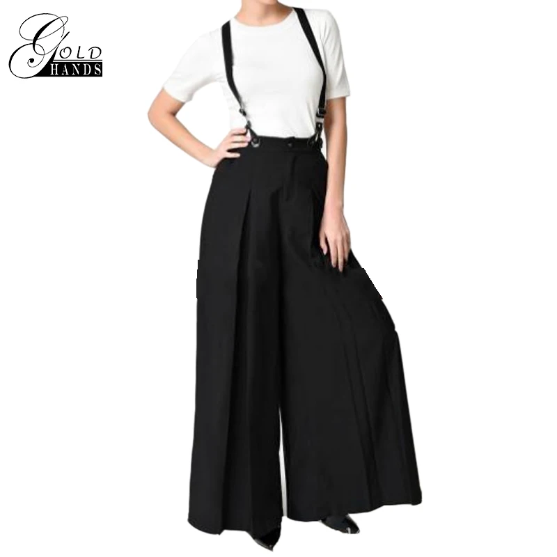 Women Fashion Black Overalls Trousers Women Loose Suspenders Pants