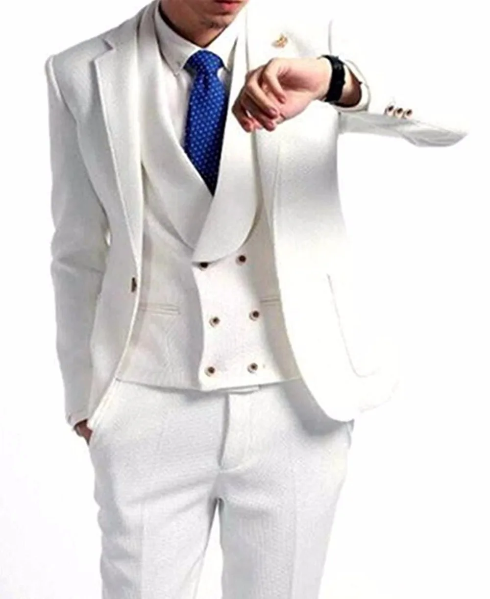

Handsome Groomsmen Wool blend Groom Tuxedos Mens Wedding Dress Man Jacket Blazer Prom Dinner (Jacket+Pants+Tie+Vest) A39
