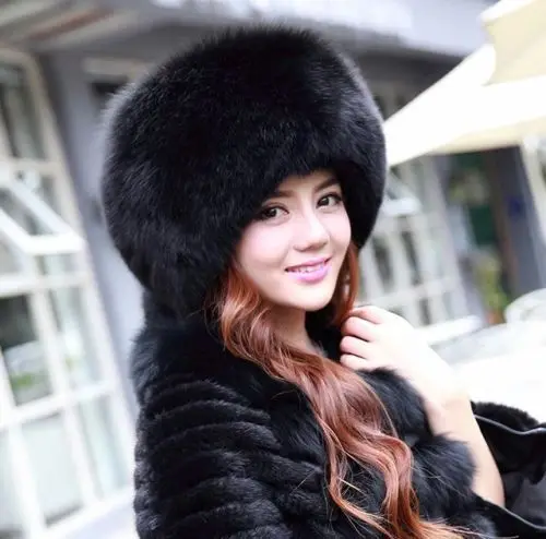 Winter Women hat Real Raccoon Fox Fur 
