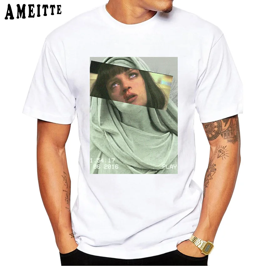 Us 8 24 45 Off Aesthetic Pulp Fiction T Shirt Fas!   hion Men S Short Sleeve Summer Boy Casual Tees Funny Mia Wallace Design Men Tops In T Shirts From - 