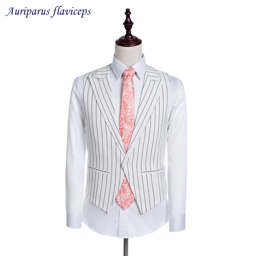 Man Suits Striped Fabrics Groom Tuxedos Groomsman Suit Made Business Suit As Wedding Suit(Jacket+pants+vest)