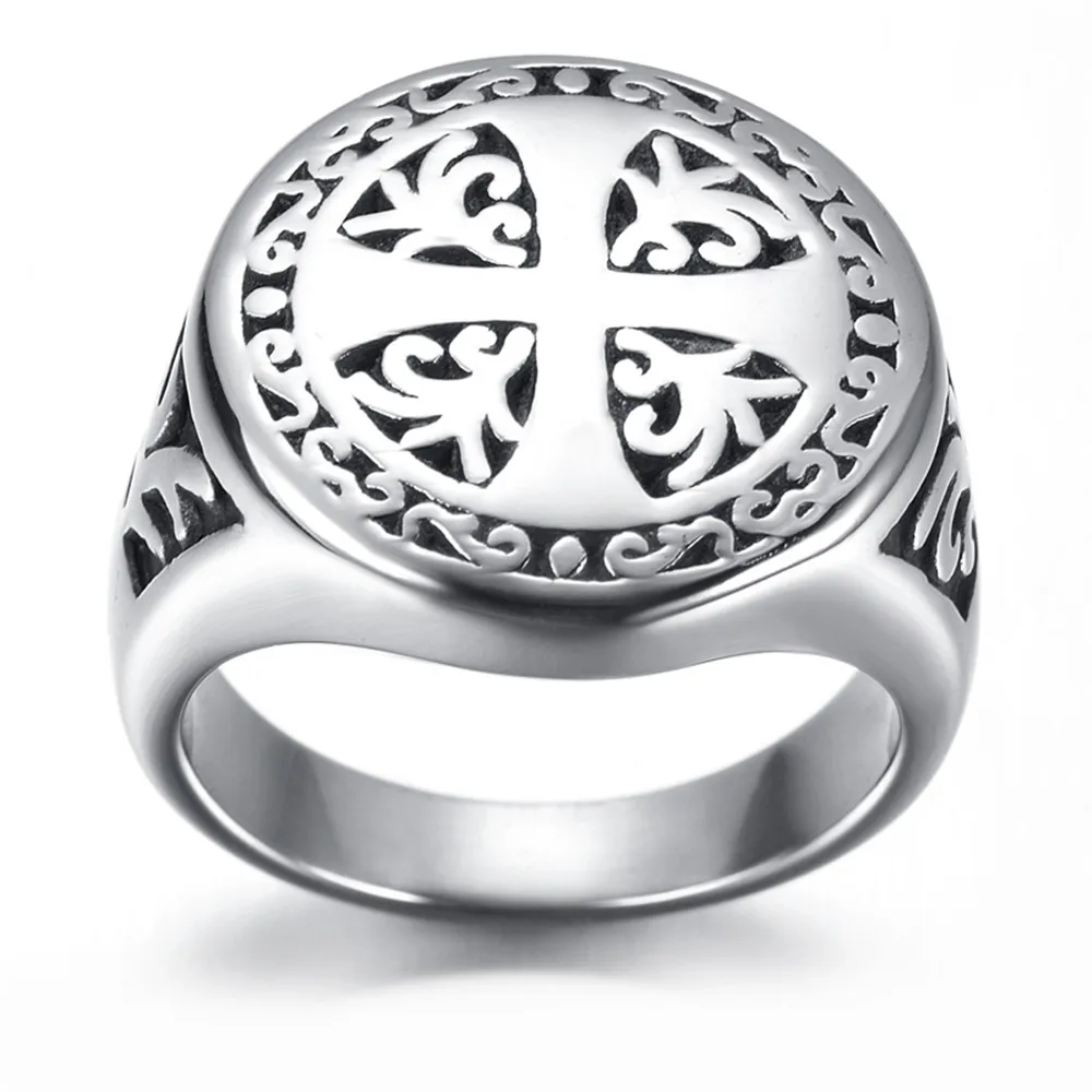 Stainless Steel Special Cross Mens Ring KR0640in Rings from Jewelry